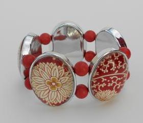 Rust Red & Cream Bracelet